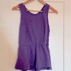 Free People purple crochet back sleeveless top EUC
